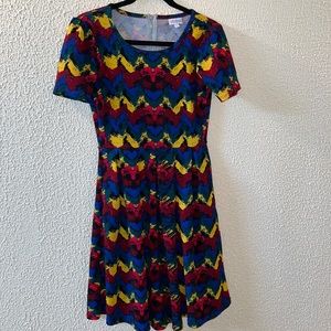 XS Rainbow Color Chevron LuLaRoe Amelia Dress